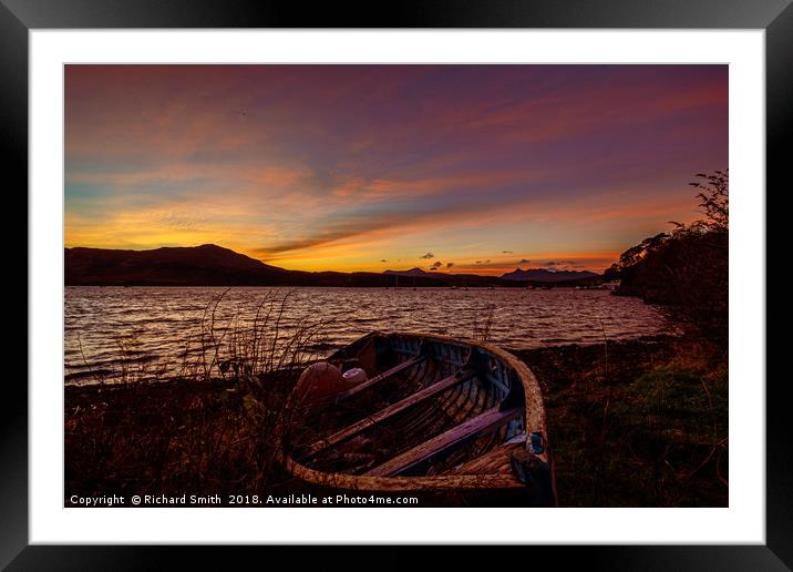 Early sunrise colour over Loch Portree.  Framed Mounted Print by Richard Smith