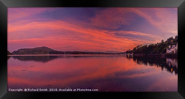 A September 2015 sunset over Loch Portree Framed Print by Richard Smith