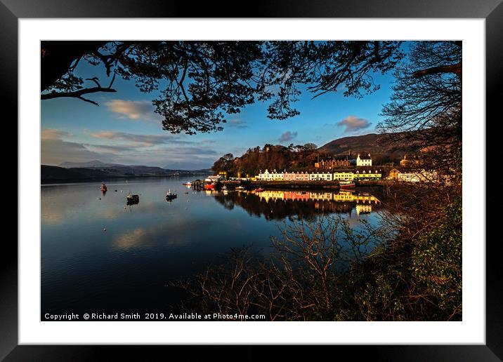 Portree quay lit by the first rays of sunlight Framed Mounted Print by Richard Smith