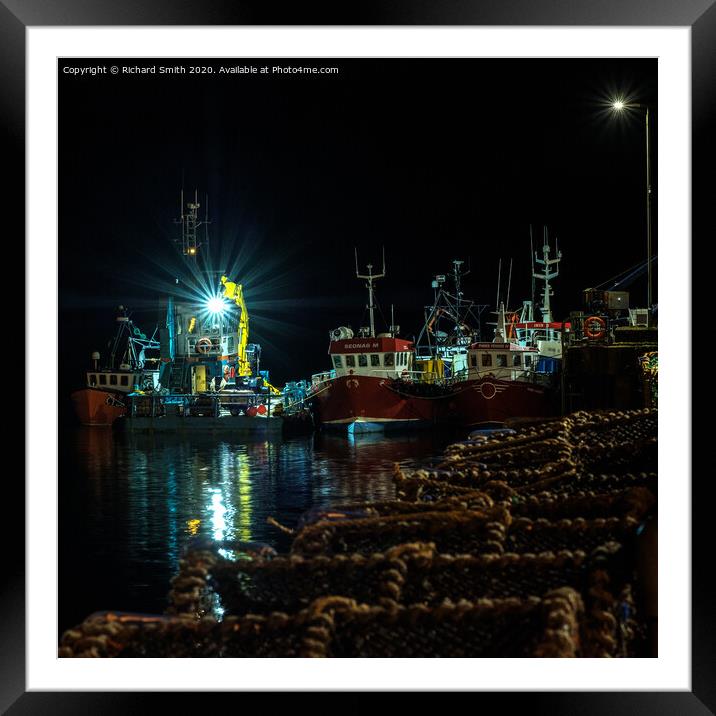 Vessels moored to Portree pier overnight.  Framed Mounted Print by Richard Smith