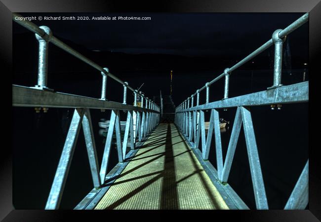 Gangway to pontoon at night. Framed Print by Richard Smith
