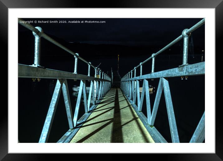 Gangway to pontoon at night. Framed Mounted Print by Richard Smith