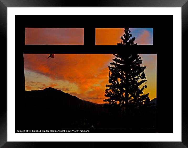 Sunset colour from our sitting room sofa Framed Mounted Print by Richard Smith