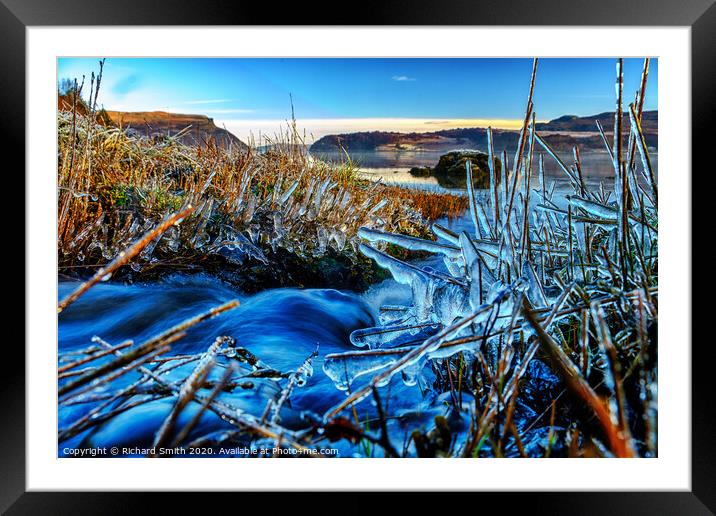 Small burn flows into Loch portree Framed Mounted Print by Richard Smith