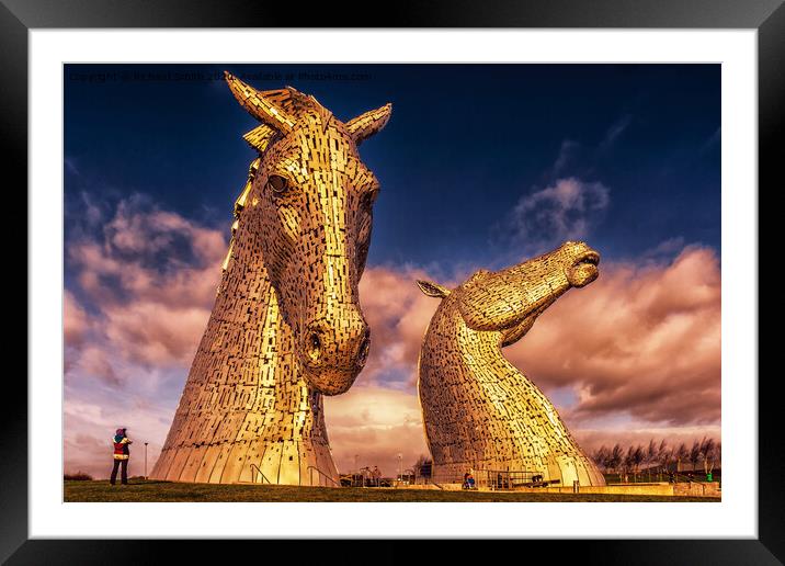 The Kelpies in winter late afternoon sunshine  Framed Mounted Print by Richard Smith