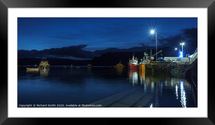 Fishing boats moored to the end of the pier at the blue hour. #2 Framed Mounted Print by Richard Smith