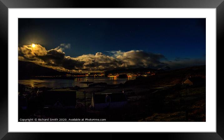 A full moon low in the sky by Portree Framed Mounted Print by Richard Smith