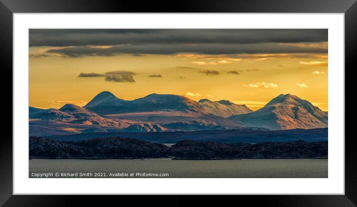 Early morning sunlight upon Mainland hills. Framed Mounted Print by Richard Smith