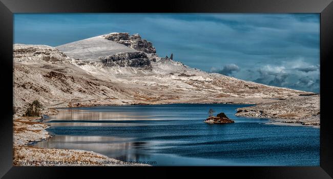 The Storr and loch Fada on Sunday 24th of January 2021. Framed Print by Richard Smith