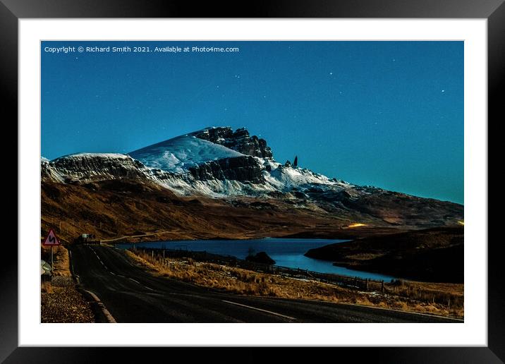 The Storr under the light of a full moon. Framed Mounted Print by Richard Smith
