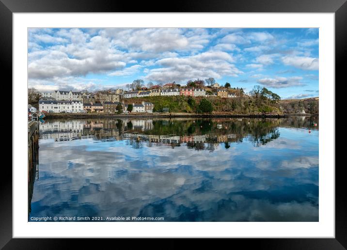 The town of Portree surrounds the harbour with reflections of the sky. #2 Framed Mounted Print by Richard Smith