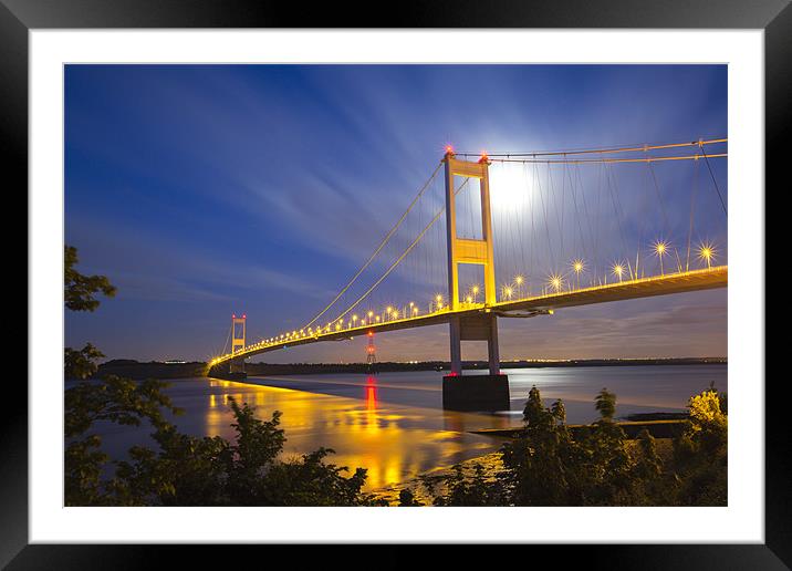 Severn Bridge by Night Framed Mounted Print by Tim Burgess