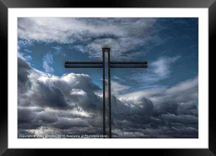 Cross and Cloud Framed Mounted Print by Vicky Mitchell