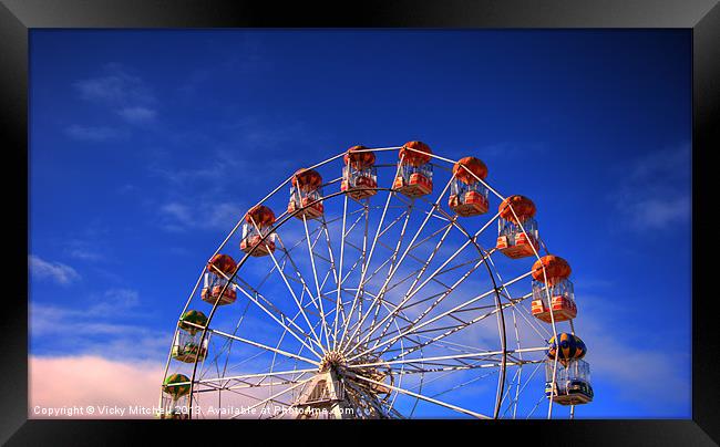 Big Wheel, Blue Sky Framed Print by Vicky Mitchell