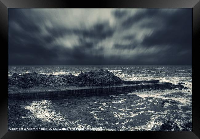 Cove Bay Pier Framed Print by Vicky Mitchell