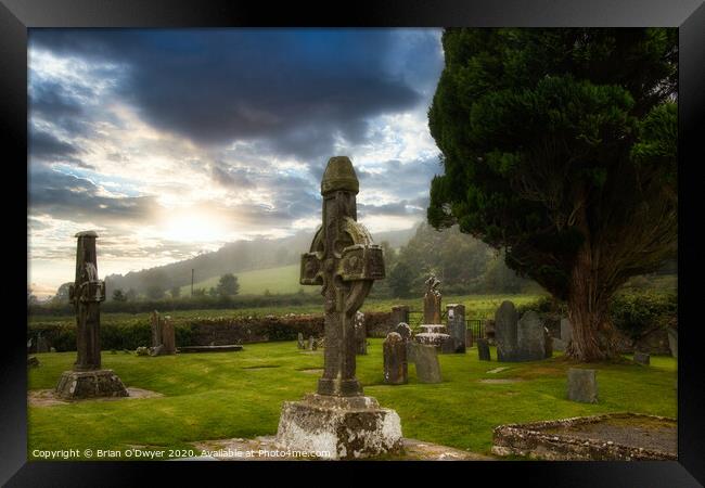 celtic cross sunset Framed Print by Brian O'Dwyer