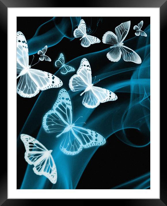 blue butterfly phone case Framed Mounted Print by Emma Ward