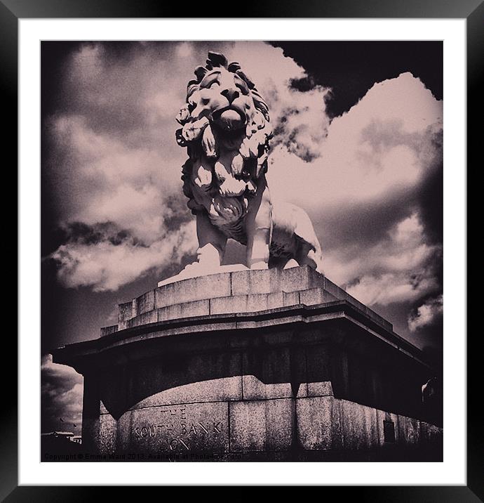 The South Bank Lion 3 Framed Mounted Print by Emma Ward