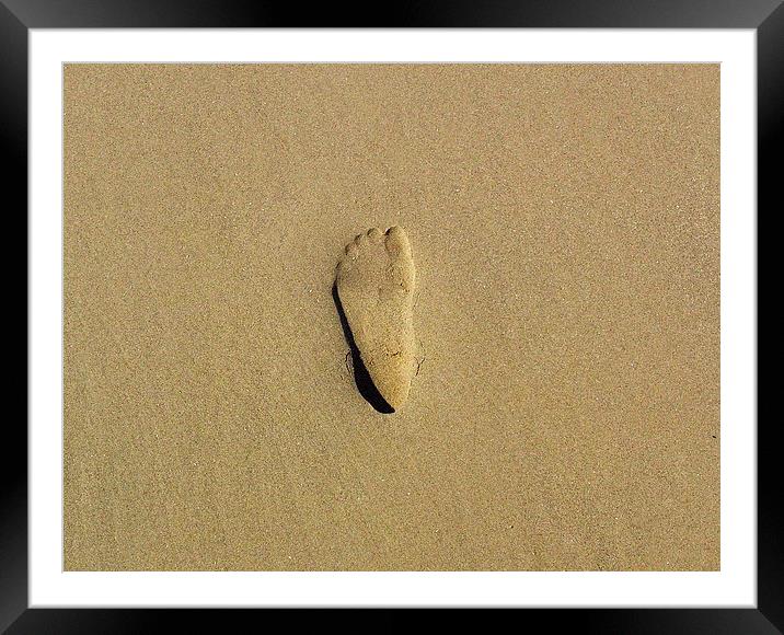 Footprint In The Sand Framed Mounted Print by Emma Ward