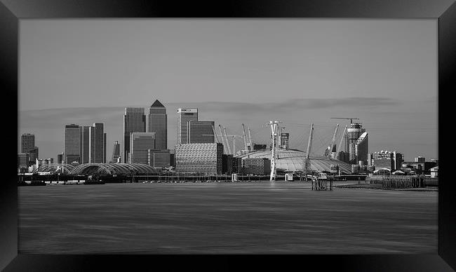  Canary Wharf And the O2 Arena Framed Print by Nigel Jones