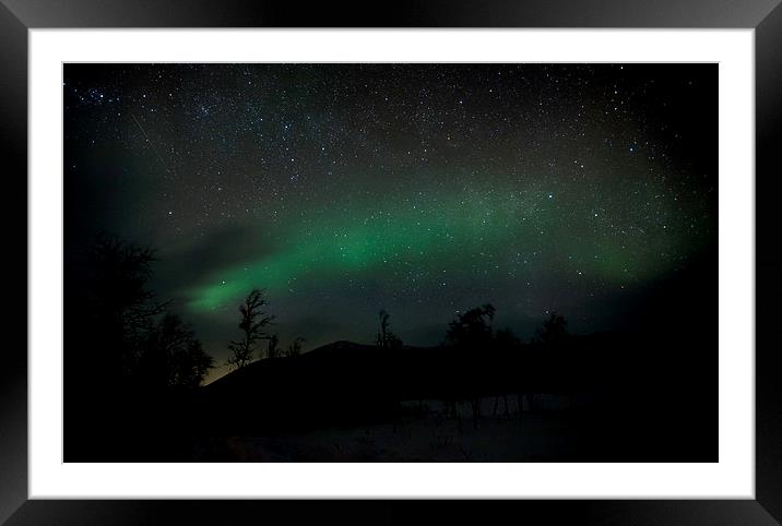   Northern Lights and Starlight Framed Mounted Print by Nigel Jones