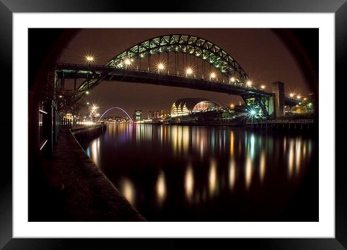 Tyne @night Framed Mounted Print by Michael Thompson