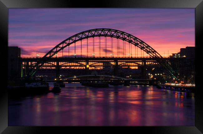 Tyne Bridge Sunset Framed Print by Michael Thompson