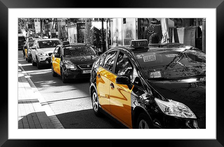  Barcelona Taxi's Framed Mounted Print by Michael Thompson
