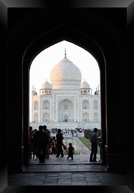 Taj Mahal Through Arch Framed Print by Louise Wilson