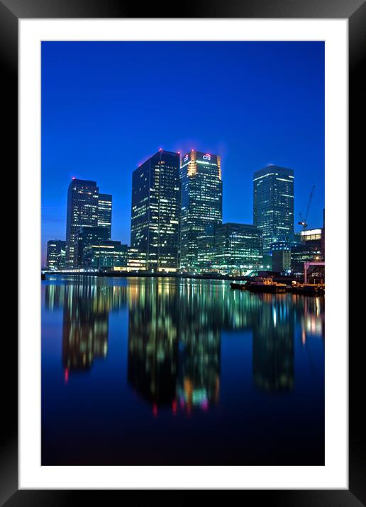Canary Wharf at dusk Framed Mounted Print by Stuart Gennery