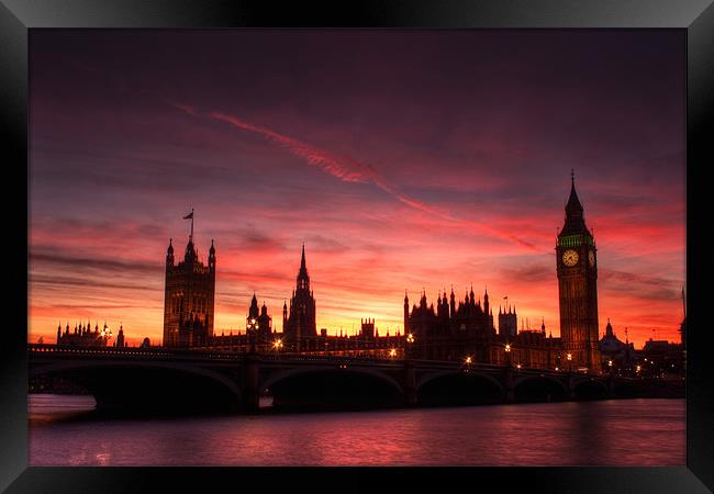 Sunset over Parliament Framed Print by Stuart Gennery