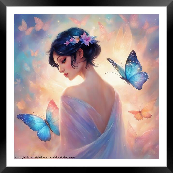 Butterfly Dream Girl Framed Mounted Print by Ian Mitchell