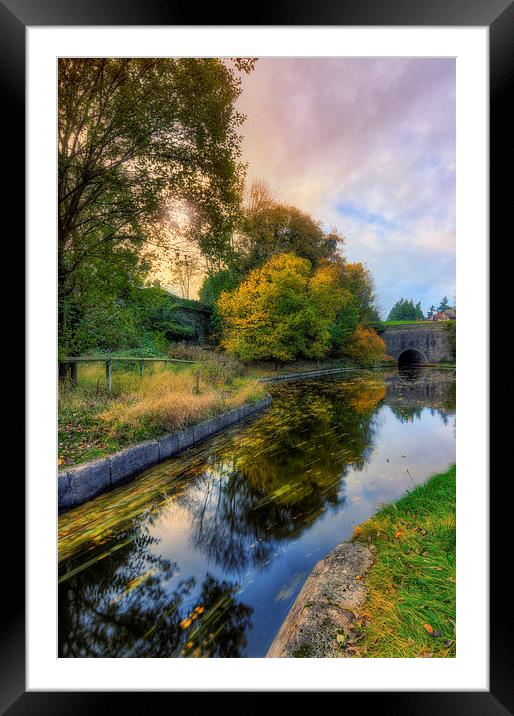 Canal Drifting Leaves Framed Mounted Print by Ian Mitchell