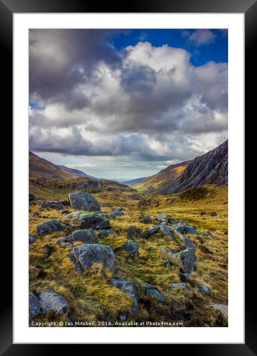Nant Ffrancon Valley Framed Mounted Print by Ian Mitchell