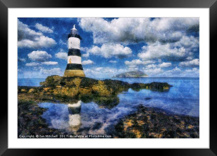 Penmon Lighthouse Digital Art Framed Mounted Print by Ian Mitchell