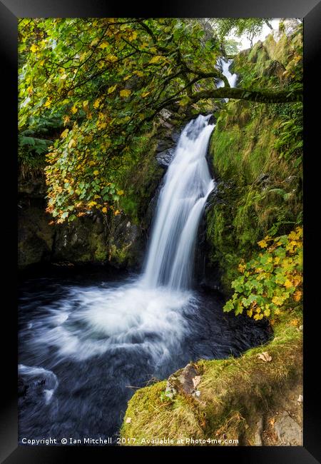 Snowdonia Waterfall Framed Print by Ian Mitchell