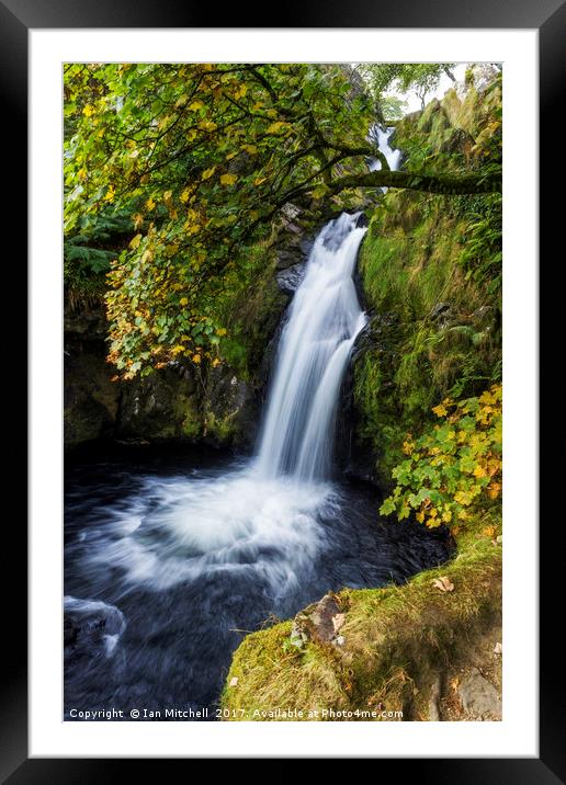 Snowdonia Waterfall Framed Mounted Print by Ian Mitchell