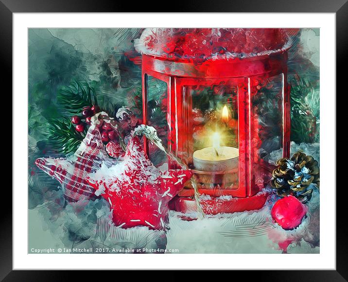 Christmas Lantern Framed Mounted Print by Ian Mitchell