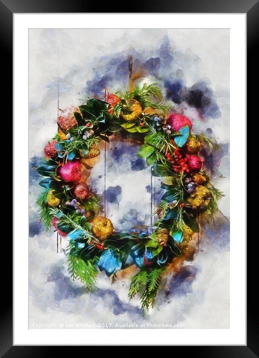 Christmas Wreath Framed Mounted Print by Ian Mitchell