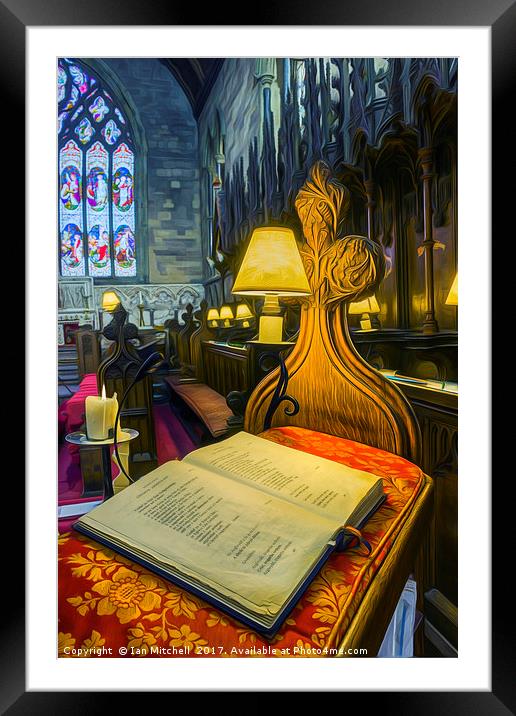Choir Lamp And Bible Framed Mounted Print by Ian Mitchell