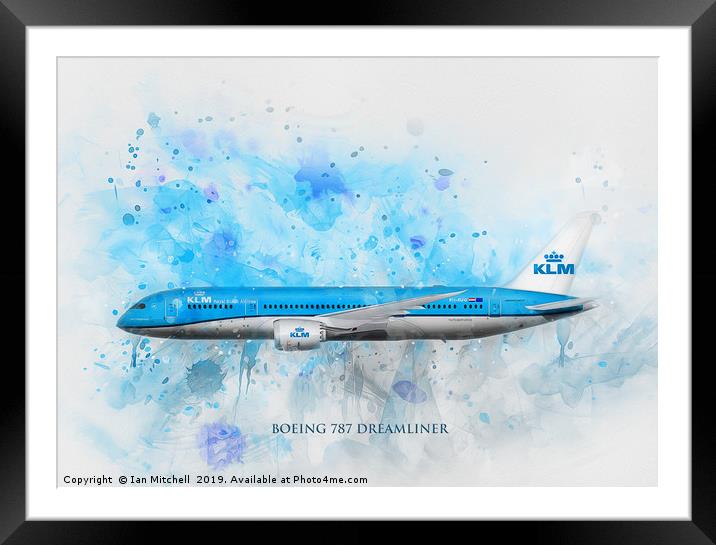 Klm Boeing 787 Dreamliner Framed Mounted Print by Ian Mitchell