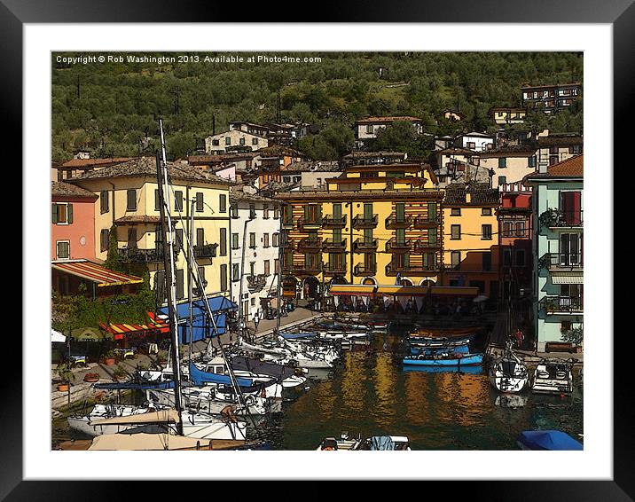 Malcesine Harbour Framed Mounted Print by Rob Washington