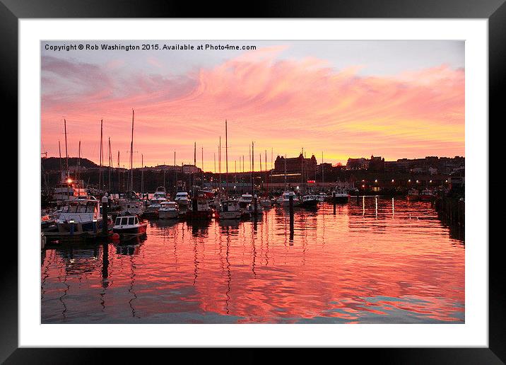  Scarborough Harbour Sunset Framed Mounted Print by Rob Washington