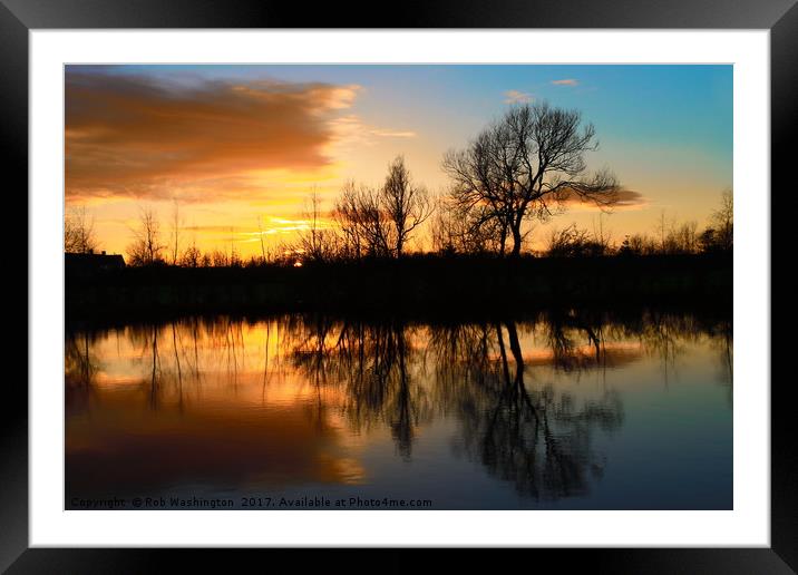 Sunset at the Pond Framed Mounted Print by Rob Washington