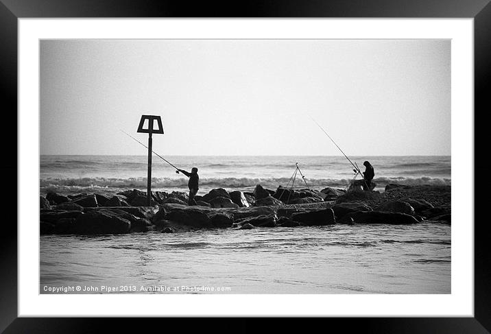 Sea Fishing at Mudeford Framed Mounted Print by John Piper