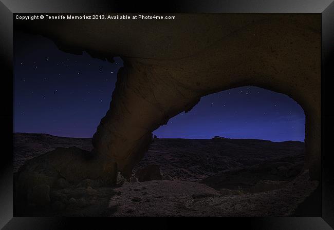 Tajoa Rock Arch @night Framed Print by Tenerife Memoriez