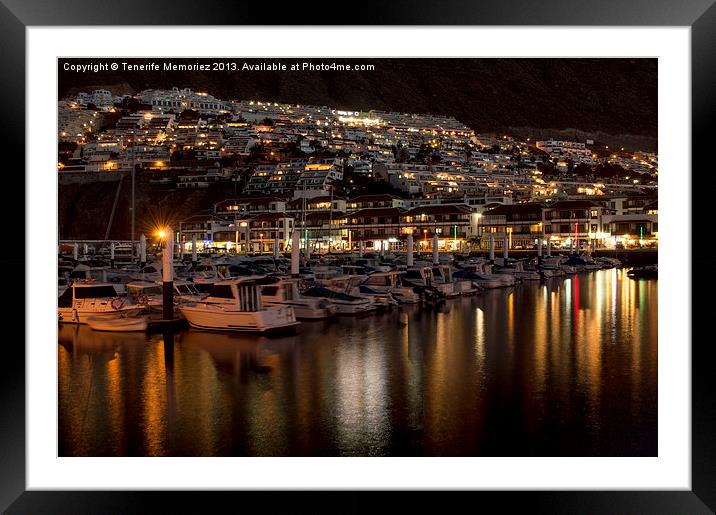 Los Gigantes Marina @ night Framed Mounted Print by Tenerife Memoriez