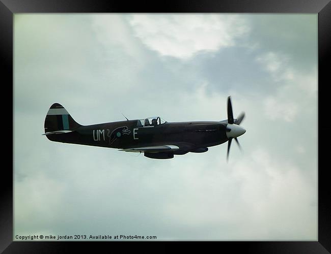 Spitfire In The Clouds Framed Print by mike jordan