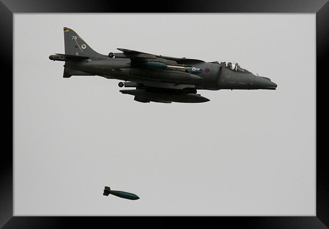 Harrier drops big bomb Framed Print by Rachel & Martin Pics