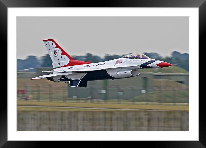 USAF Thunderbird keeps it low Framed Mounted Print by Rachel & Martin Pics